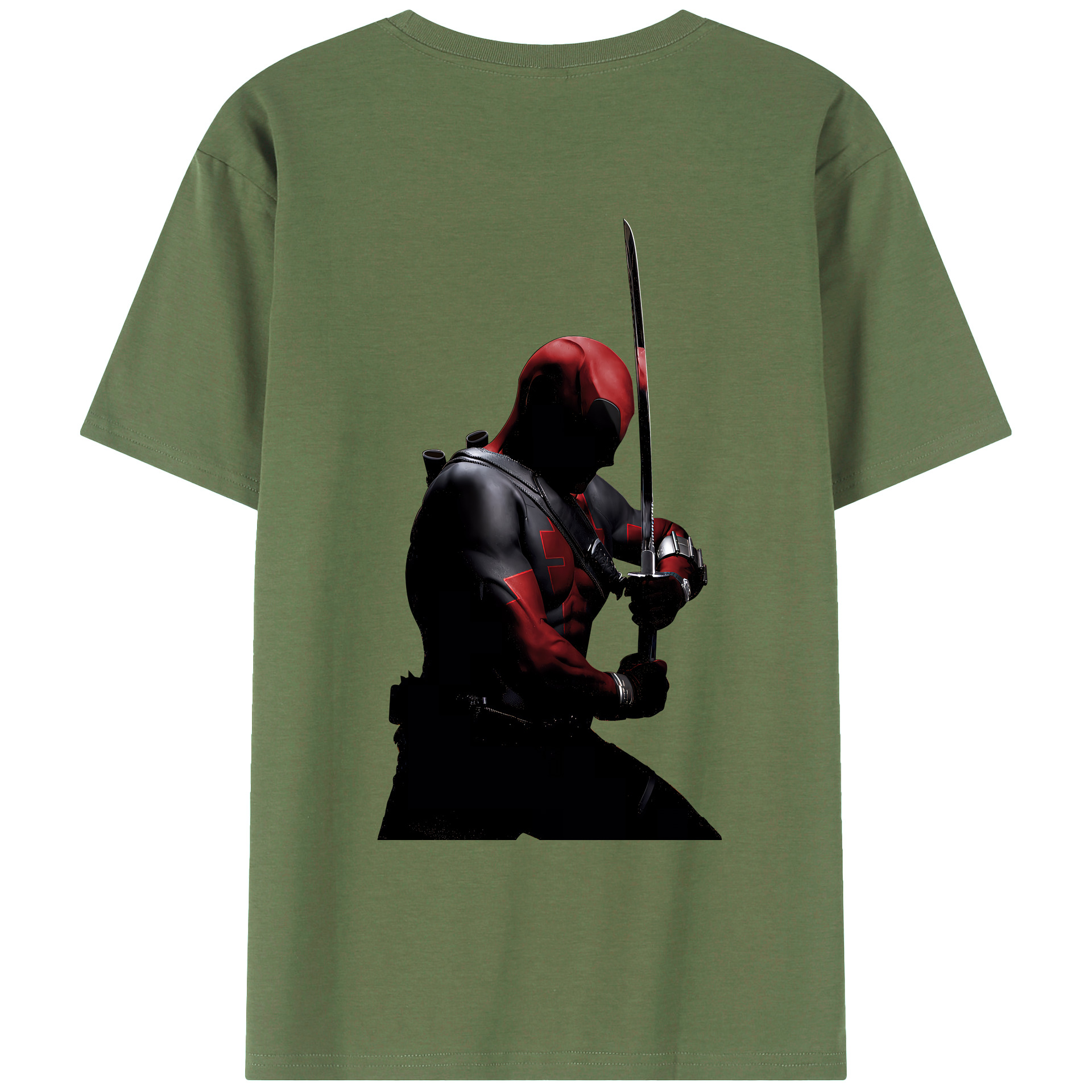 （画像用） Deadpool デッドプール 綿100％ メンズ半袖Tシャツ（バックプリント） 通気性